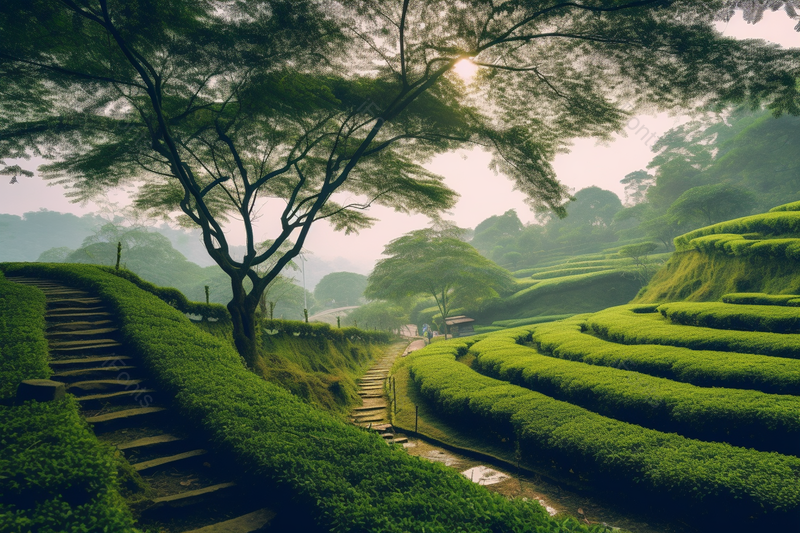 雨后茶园茶树清新美景观实拍摄影图,高清,摄影图,摄影图片,图片大全,摄影图免费下载
